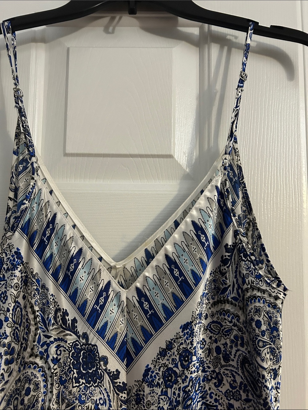 Blue & White V-Neck Paisley Print Cami